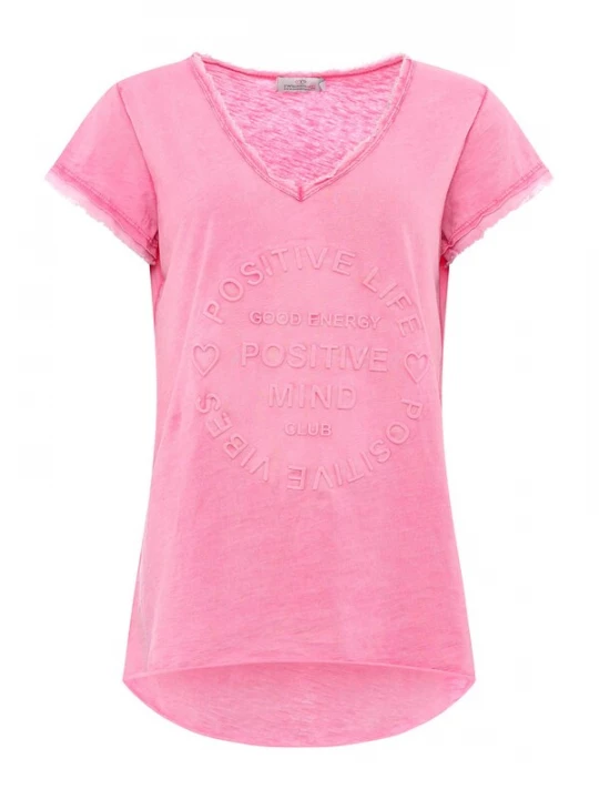Foto van product Zwillingsherz Shirt 'Positive Mind' pitaja roze