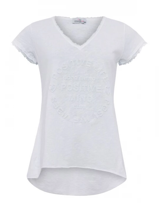 Foto van product Zwillingsherz Shirt 'Positive Mind' wit gemêleerd