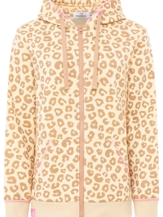 Foto van product Zwillingsherz Sportief sweatvest 'Hoodiejacke Soft Leo' beige