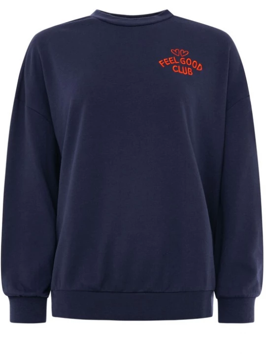 Foto van product Zwillingsherz Sweatshirt 'FEEL GOOD CLUB' blauw
