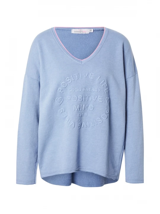 Foto van product Zwillingsherz Sweatshirt 'Positive Mind' blauw denim