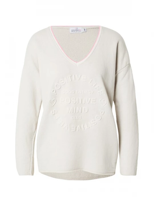 Foto van product Zwillingsherz Sweatshirt 'Positive Mind' lichtbeige