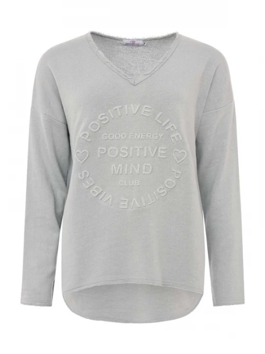 Foto van product Zwillingsherz Sweatshirt 'Positive Mind' lichtgrijs