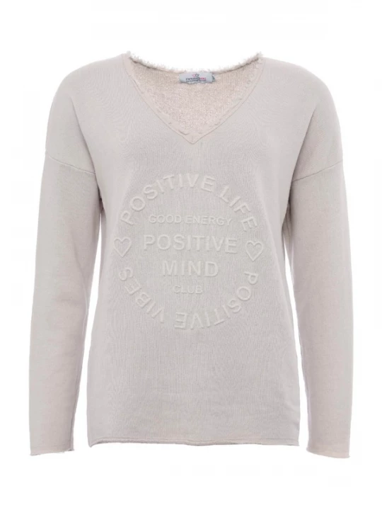 Foto van product Zwillingsherz Sweatshirt 'Positive Mind' taupe