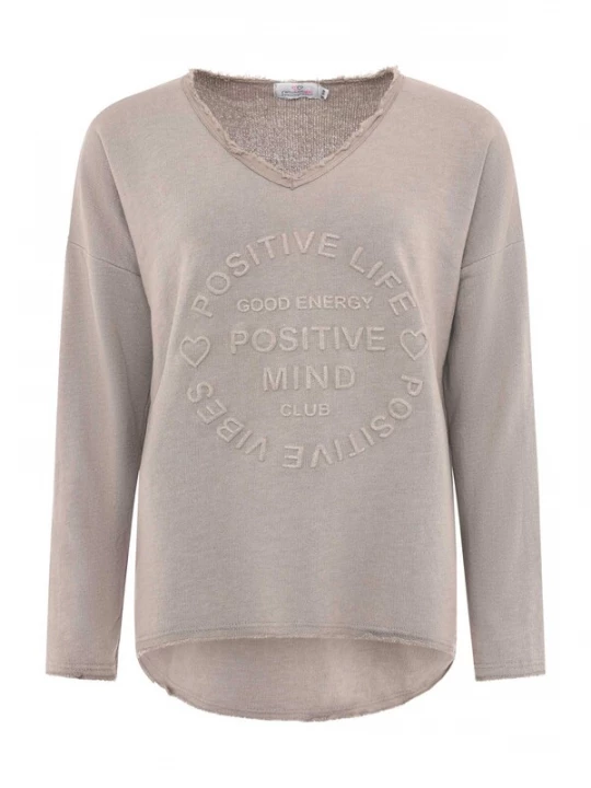 Foto van product Zwillingsherz Sweatshirt 'Positive Mind' taupe