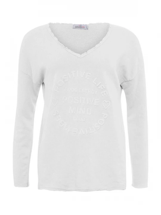 Foto van product Zwillingsherz Sweatshirt 'Positive Mind' wit
