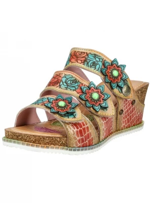 Foto van product Laura Vita Muiltjes camel / turquoise / rood