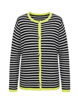 Foto van product LAURASØN Gebreid vest neongeel / zwart / wit