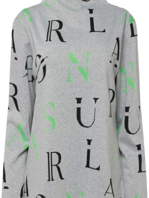 Foto van product LAURASØN Sweatshirt grijs gemêleerd / lichtgroen / zwart