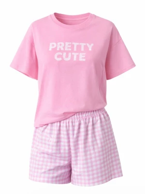 Foto van product LEAFLETIC Korte pyjama 'Leafletic Women’ Nightwear set' lichtroze