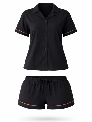 Foto van product LEAFLETIC Korte pyjama 'Leafletic Women’s Night Wear Short Set' zwart