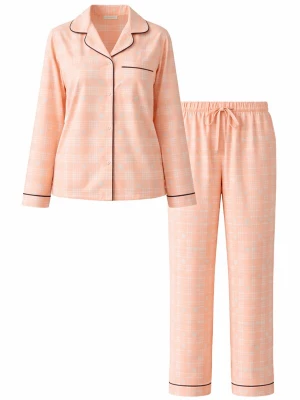 Foto van product LEAFLETIC Pyjama 'Leafletic Women’s Night Wear Long set' abrikoos