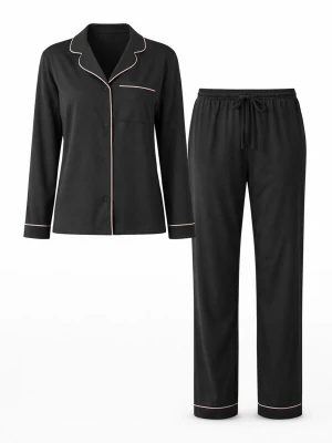 Foto van product LEAFLETIC Pyjama 'Leafletic Women’s Nightwear Long set' zwart