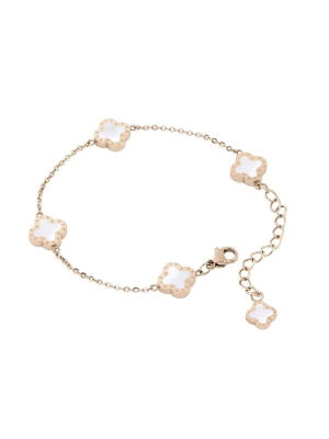 Foto van product Lenoites Armband 'Leaf Clover' rose-goud / wit