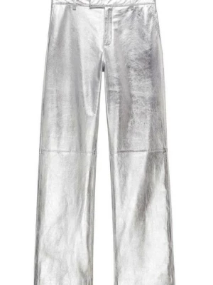 Foto van product Leren broek Mango zilverkleurig