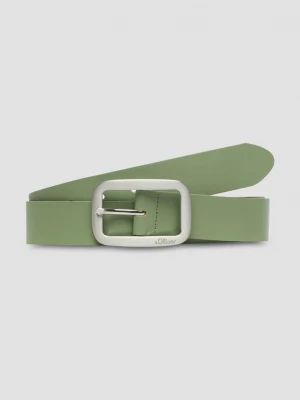 Foto van product Leren riem met logo en gesp s.Oliver olijfgroen