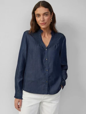Foto van product Lichtgewicht denim blouse van lyocell met ruches en plooien s.Oliver blauw