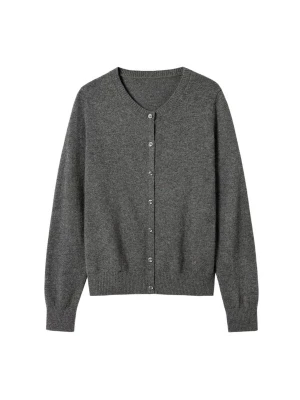 Foto van product Lilysilk Gebreid vest 'Kaschmir Cardigan mit Rundhalsausschnitt' grijs