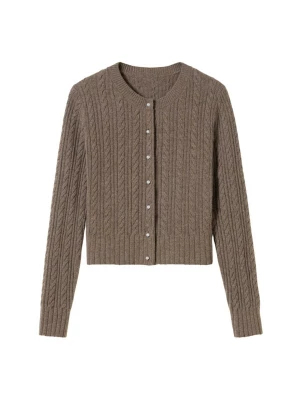 Foto van product Lilysilk Gebreid vest 'X LYDIA MILLEN' bruin