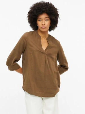 Foto van product Linnenmix blouse met omslag s.Oliver bruin