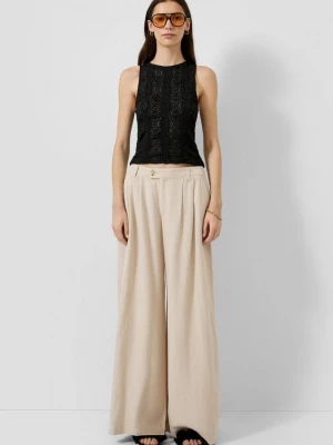 Foto van product Linnenmix broek met plooien QS beżowy