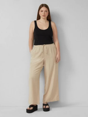 Foto van product Linnenmix broek met wijde pijpen QS beżowy