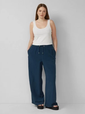 Foto van product Linnenmix broek met wijde pijpen QS blauw