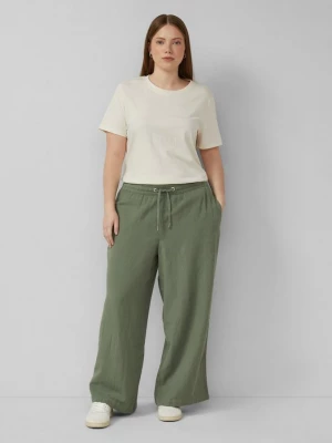 Foto van product Linnenmix broek met wijde pijpen QS groen