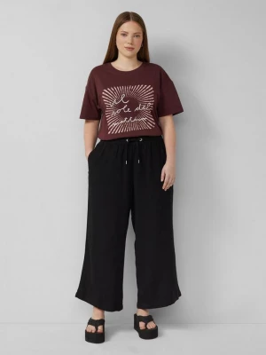 Foto van product Linnenmix broek met wijde pijpen QS zwart