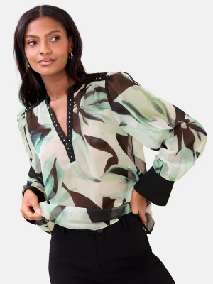 Foto van product Lipsy Blouse ecru / bruin / lichtgroen / zwart