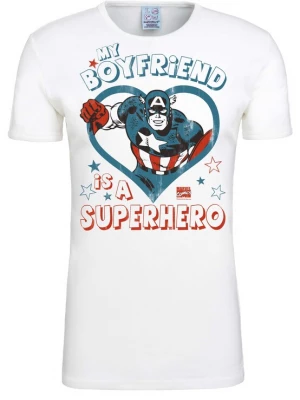 Foto van product LOGOSHIRT Shirt 'Marvel - My Boyfriend Is A Superhero' gemengde kleuren / wit