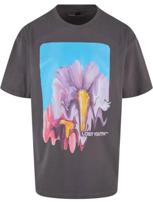 Foto van product Lost Youth Shirt 'Blurred Flowers' lichtblauw / donkergrijs / lila / magenta