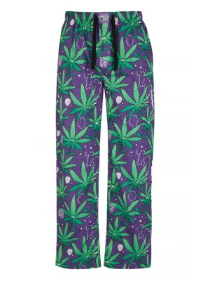 Foto van product Lousy Livin Pyjamabroek 'Weedy' groen / lila / wit