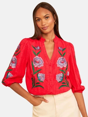 Foto van product love & roses Blouse aqua / groen / smaragd / oranjerood