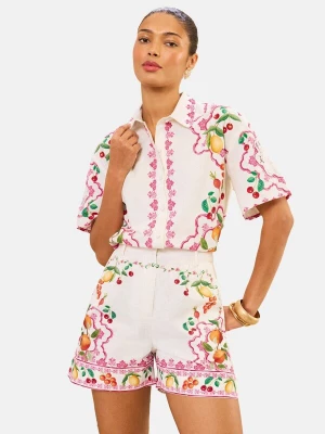 Foto van product love & roses Broek lichtbeige / groen / mandarijn / rood
