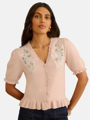 Foto van product love & roses Gebreid vest rosé / wit