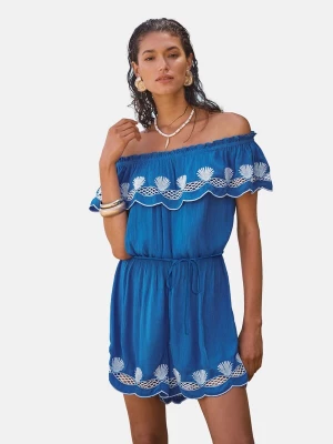 Foto van product love & roses Jumpsuit cyaan blauw / wit