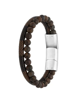 Foto van product Lucardi Armband 'Suit & Tie' bruin / zilver