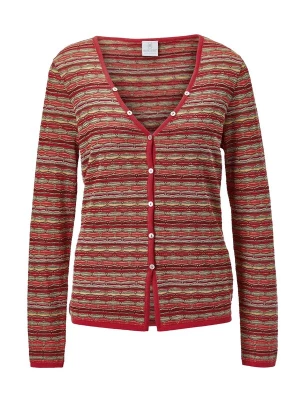 Foto van product MADELEINE Gebreid vest pasteelgeel / taupe / rood