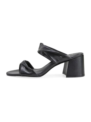Foto van product Mangara Atelier Muiltjes 'Xaxim Damen Mules Ziegenleder Schwarz Blockabsatz 6, 5 cm' zwart