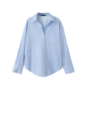 Foto van product MANGO Blouse 'FONTANA' lichtblauw / bruin / wit