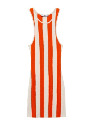 Foto van product MANGO Gebreide jurk 'Gabriela' neonoranje / wit
