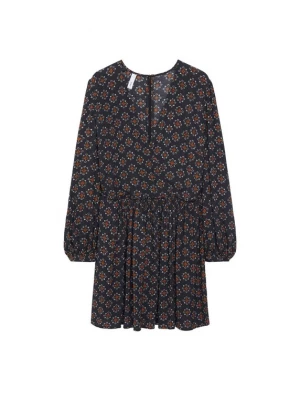 Foto van product MANGO Jurk 'Africa' mosterd / zwart / wit