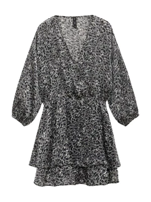 Foto van product MANGO Jurk zwart / zwart gemêleerd / wit