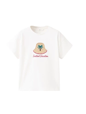 Foto van product MANGO KIDS Shirt 'HAT' sand / chocoladebruin / magenta / wit