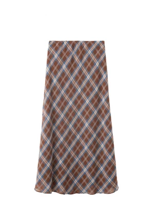 Foto van product MANGO Rok 'COLO' royal blue / koningsblauw / bruin / wit pomarańczowy