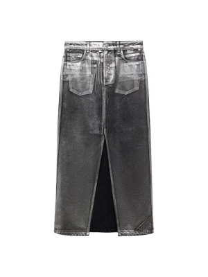 Foto van product MANGO Rok 'Shimmer' zilvergrijs / black denim