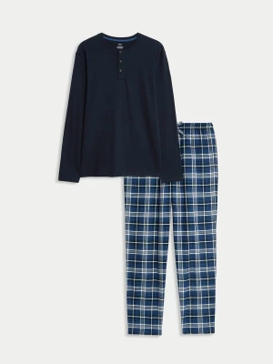 Foto van product Marks & Spencer Pyjama lang blauw / navy / donkerblauw / offwhite