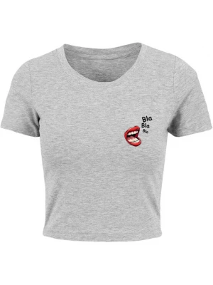 Foto van product Merchcode Shirt 'Bla Bla Bla Comic' grijs gemêleerd / rood / zwart / wit