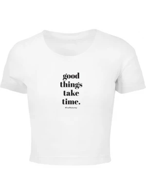 Foto van product Merchcode Shirt 'Good Things Take Time' zwart / wit